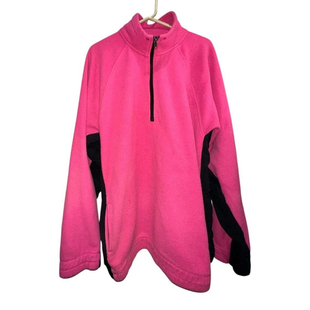 Vintage 90s Vuarnet !/4 Zip Pink Black Fleece Size XL Outdoor Ski Retro Distress